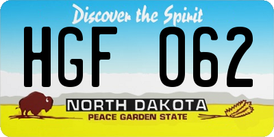 ND license plate HGF062