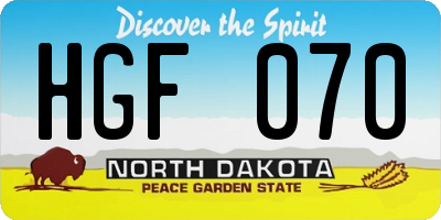 ND license plate HGF070