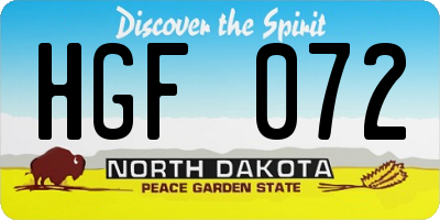 ND license plate HGF072