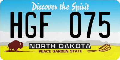 ND license plate HGF075