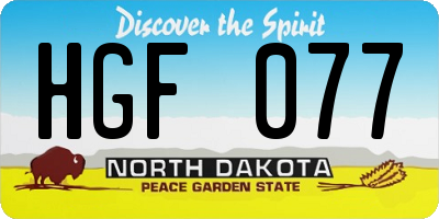ND license plate HGF077