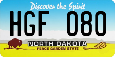 ND license plate HGF080