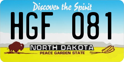 ND license plate HGF081