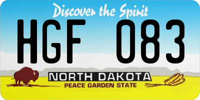 ND license plate HGF083