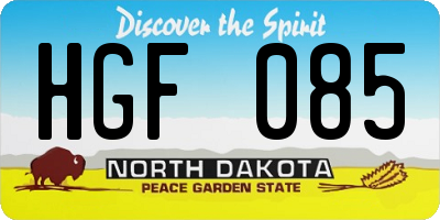ND license plate HGF085