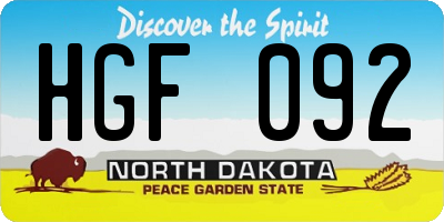 ND license plate HGF092