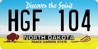 ND license plate HGF104