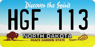 ND license plate HGF113