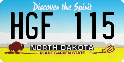 ND license plate HGF115
