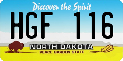 ND license plate HGF116