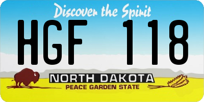 ND license plate HGF118