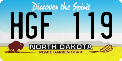 ND license plate HGF119