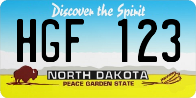 ND license plate HGF123