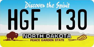 ND license plate HGF130