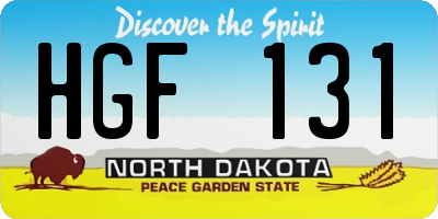 ND license plate HGF131