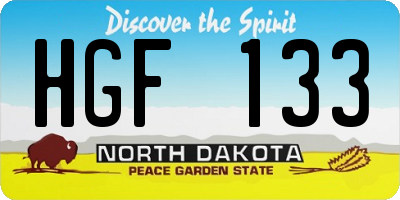 ND license plate HGF133