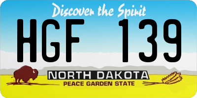 ND license plate HGF139