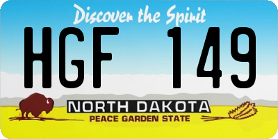 ND license plate HGF149