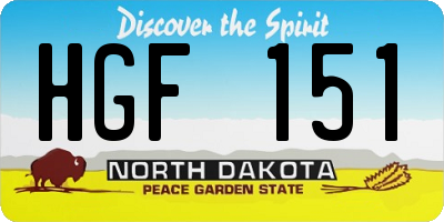 ND license plate HGF151