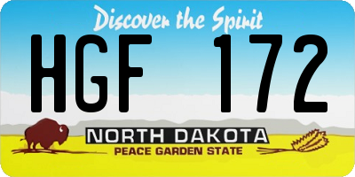 ND license plate HGF172