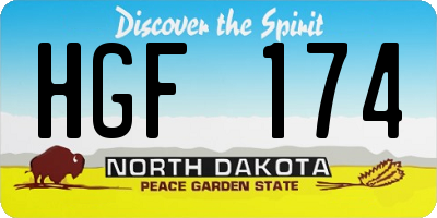 ND license plate HGF174