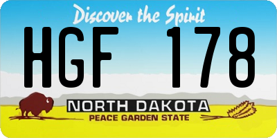 ND license plate HGF178