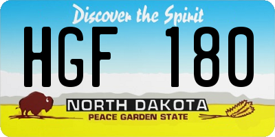 ND license plate HGF180