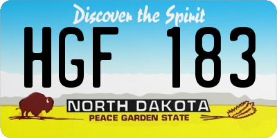 ND license plate HGF183