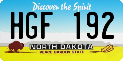 ND license plate HGF192