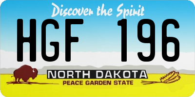 ND license plate HGF196