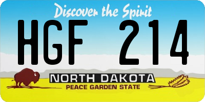 ND license plate HGF214