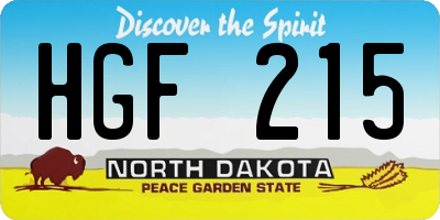 ND license plate HGF215