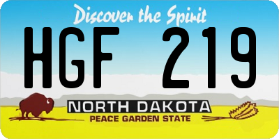 ND license plate HGF219