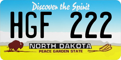 ND license plate HGF222