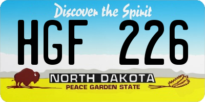 ND license plate HGF226
