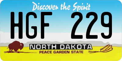 ND license plate HGF229