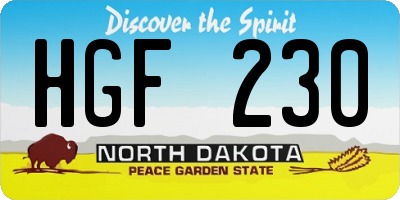 ND license plate HGF230