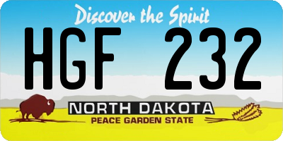 ND license plate HGF232