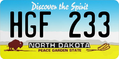 ND license plate HGF233
