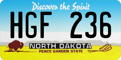 ND license plate HGF236