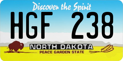 ND license plate HGF238