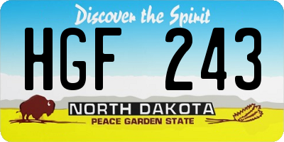 ND license plate HGF243