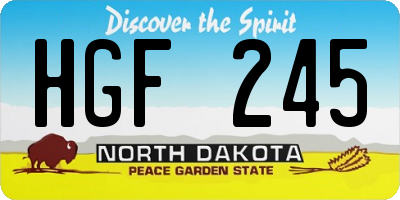 ND license plate HGF245