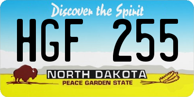 ND license plate HGF255