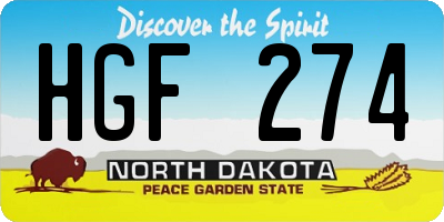 ND license plate HGF274
