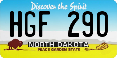 ND license plate HGF290