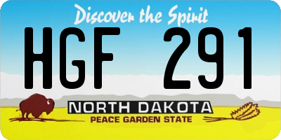 ND license plate HGF291