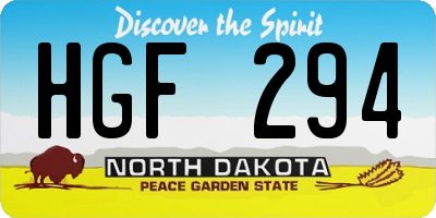 ND license plate HGF294