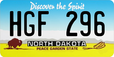 ND license plate HGF296