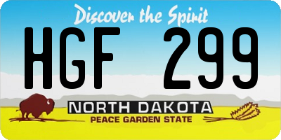 ND license plate HGF299
